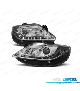 FAROS SEAT IBIZA 6J 08-12 LUZ DIURNA LED FONDO CROMO