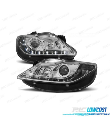 FAROS SEAT IBIZA 6J 08-12 LUZ DIURNA LED FONDO CROMO