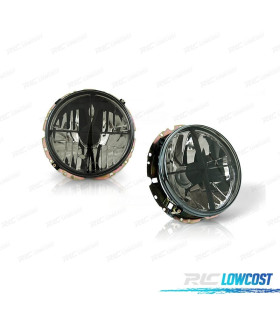 FAROS PARA VOLKSWAGEN VW GOLF MK1 74-83 CRUZ NEGRA AHUMADO FONDO CROMO