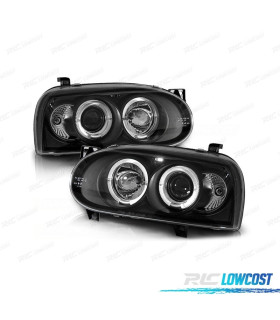 FAROS VOLKSWAGEN VW GOLF 3 OJOS ANGEL FONDO NEGRO H1 H1