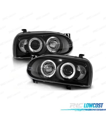 FAROS VOLKSWAGEN VW GOLF 3 OJOS ANGEL FONDO NEGRO H1 H1