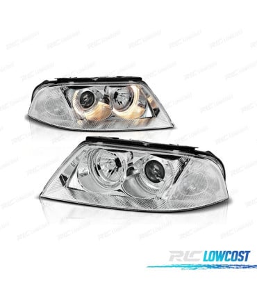 FAROS PARA VOLKSWAGEN VW PASSAT 3BG 00-05 OJOS ANGEL FONDO CROMO