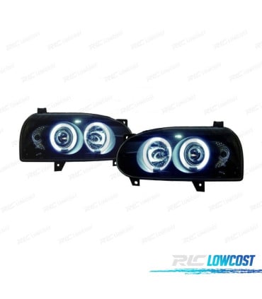 FAROS VOLKSWAGEN VW GOLF MK3 91-97 OJOS ANGEL CCFL FONDO NEGRO