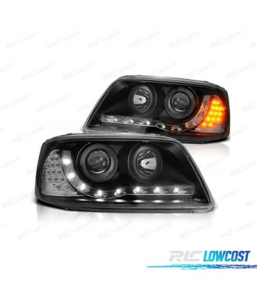 FAROS VOLKSWAGEN VW T5 03-09 LUZ DIURNA LED FONDO NEGRO