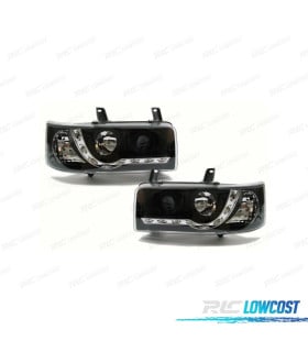 FAROS VOLKSWAGEN VW T4 TRANSPORTER 90-03 LUZ LED DIURNA FONDO NEGRO