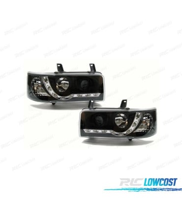 FAROS VOLKSWAGEN VW T4 TRANSPORTER 90-03 LUZ LED DIURNA FONDO NEGRO