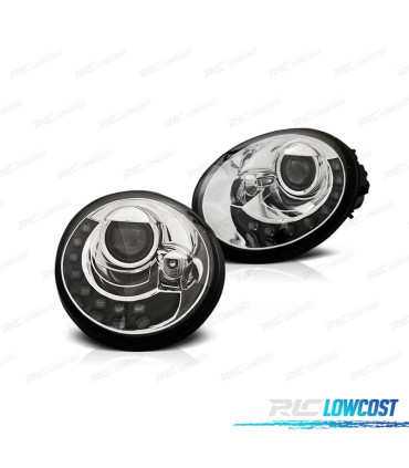 FAROS VOLKSWAGEN VW BEETLE 98-05 LUZ DIURNA FONDO CROMO