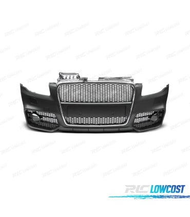 PARAGOLPES DELANTERO AUDI A4 04-07 LOOK RS4 REJILLA CROMO NEGRO SRA