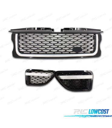 PARRILLA + BRANQUIAS RANGE ROVER SPORT 06-09 LOOK PIANO BLACK EDITION