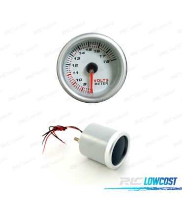 RELOJ VOLTÍMETRO FONDO BLANCO ILUMINADO