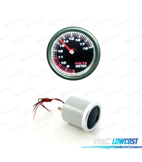 RELOJ VOLTÍMETRO FONDO NEGRO ILUMINADO