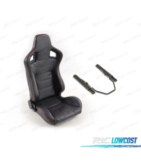 ASIENTO DEPORTIVO SEMI BAQUET ESTILO RS CARBONO NEGRO Y CORREDERAS