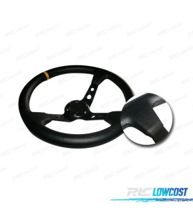 VOLANTE INVERTIDO PIEL SINTETICA NEGRO BRAZOS NEGROS Y RIBETE AMARILLO WRC3