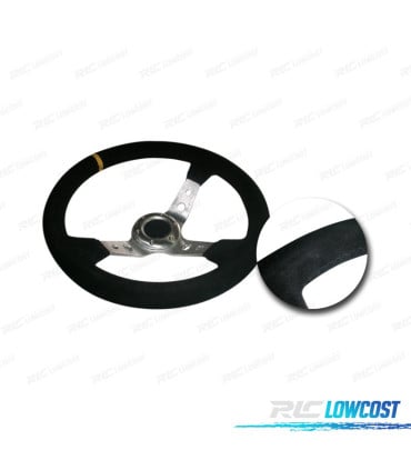 VOLANTE INVERTIDO PIEL VUELTA NEGRO CON BRAZOS PLATEADOS Y RIBETE AMARILLO