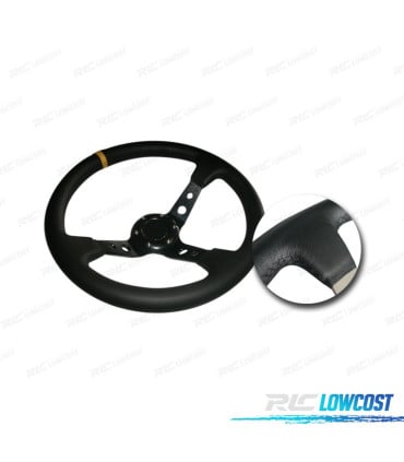 VOLANTE INVERTIDO PIEL SINTETICA NEGRO BRAZOS NEGROS Y RIBETE AMARILLO