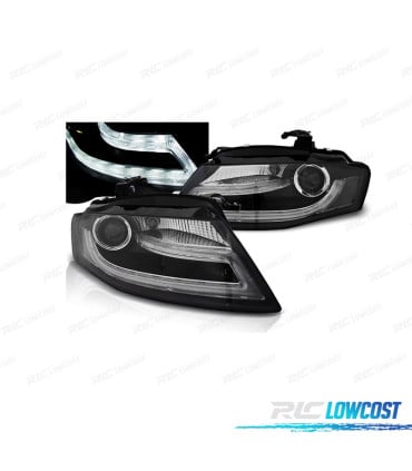 FAROS AUDI A4 B8 07-11 LUZ DIURNA LED DRL FONDO NEGRO