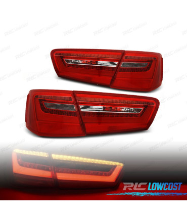 PILOTOS PARA AUDI A6 4G 11- LIGHT BAR ROJO CROMO
