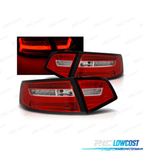 PILOTOS AUDI A6 4F 08-11 LIGHT BAR ROJO CROMO