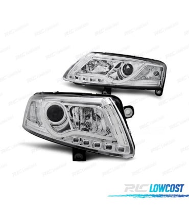 FAROS XENON AUDI A6 4F 04-08 LUZ DIURNA REAL TUBE LIGHT FONDO CROMO