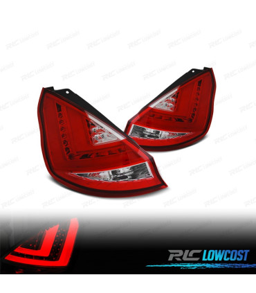 PILOTOS PARA FORD FIESTA MK7 08-12 LIGHT BAR ROJO CROMO
