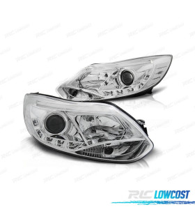 FAROS FORD FOCUS 11-14 TUBE LIGHT + LED FONDO CROMO