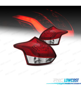 PILOTOS FORD FOCUS MK3 11-14 LIGHT BAR ROJO CROMO