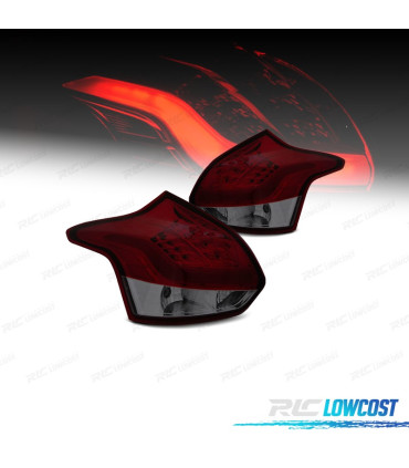 PILOTOS FORD FOCUS MK3 11-14 LED LIGHT BAR ROJO AHUMADO