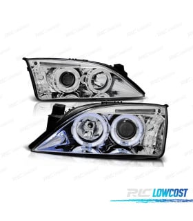 FAROS PARA FORD MONDEO MK3 00-07 OJOS ANGEL FONDO CROMO