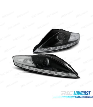FAROS PARA FORD MONDEO MK4 07-10 LUZ DIURNA + INTERMITENTE LED FONDO NEGRO