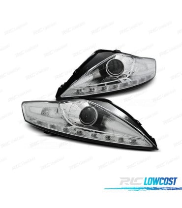 FAROS PARA FORD MONDEO MK4 07-10 LUZ DIURNA FONDO CROMO