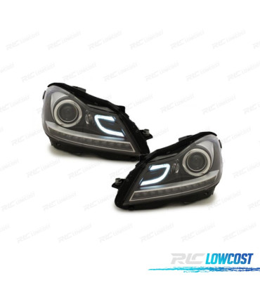 FAROS MERCEDES W204 11-14 LUZ DIURNA LED TUBE LIGHT + LED FONDO NEGRO