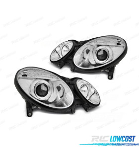 FAROS PARA MERCEDES CLASE E W211 06-09 FONDO CROMO