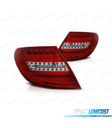 PILOTOS MERCEDES CLASE C W204 SEDAN 07-11 LIGHT BAR ROJO CROMO