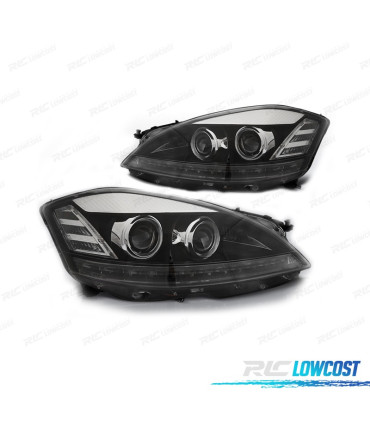 FAROS PARA MERCEDES CLASE S W221 05-09 XENON LUZ DIURNA FONDO NEGRO