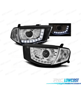 FAROS MITSUBISHI L200 06-10 LUZ DIURNA FONDO CROMO