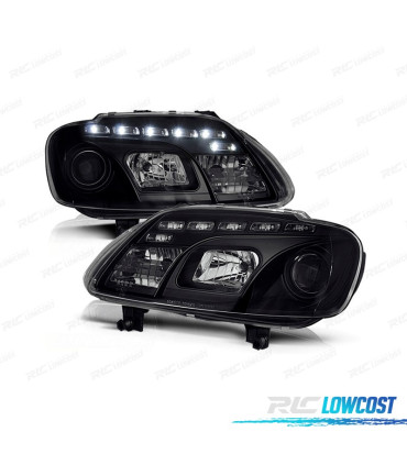FAROS PARA VOLKSWAGEN VW CADDY 04-10 LUZ DIURNA FONDO NEGRO