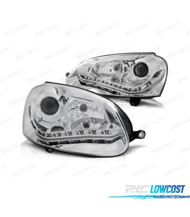 FAROS PARA VOLKSWAGEN VW GOLF MK5 03-08 XENON LUZ DIURNA FONDO CROMO