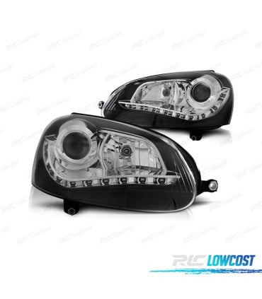 FAROS PARA VOLKSWAGEN VW GOLF MK5 03-08 XENON LUZ DIURNA FONDO NEGRO