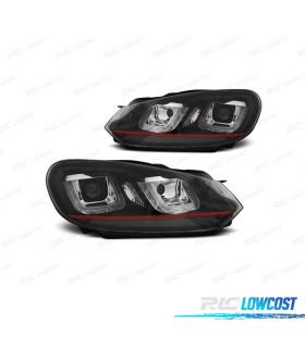 FAROS VOLKSWAGEN VW GOLF 6 08-13 LUZ DIURNA FONDO NEGRO ROJO