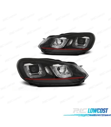 FAROS VOLKSWAGEN VW GOLF 6 08-13 LUZ DIURNA FONDO NEGRO ROJO