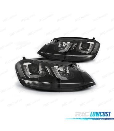 FAROS PARA VOLKSWAGEN VW GOLF 7 12-17 LOOK GTI LUZ DIURNA FONDO NEGRO