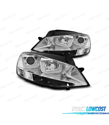 FAROS PARA VOLKSWAGEN VW GOLF 7 12-17 LUZ DIURNA FONDO CROMO