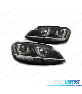 FAROS PARA VOLKSWAGEN VW GOLF 7 12-17 LOOK GTI DRL LUZ DIURNA FONDO NEGRO BLANCO