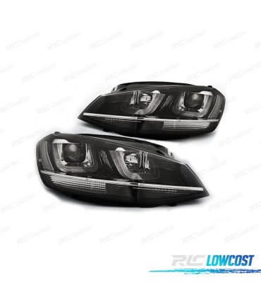 FAROS PARA VOLKSWAGEN VW GOLF 7 12-17 LOOK GTI DRL LUZ DIURNA FONDO NEGRO BLANCO