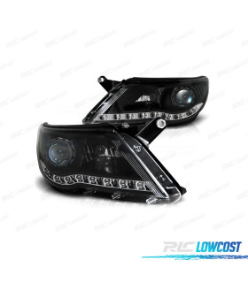 FAROS PARA VOLKSWAGEN VW TIGUAN 07-11 LUZ LED DIURNA FONDO NEGRO
