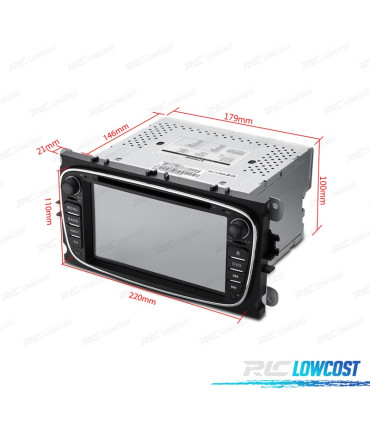 RADIO NAVEGADOR 7" PARA FORD REDONDA COLOR NEGRO USB GPS TACTIL HD