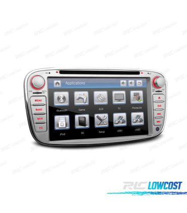 RADIO NAVEGADOR 7" PARA FORD REDONDA COLOR GRIS USB GPS TACTIL HD