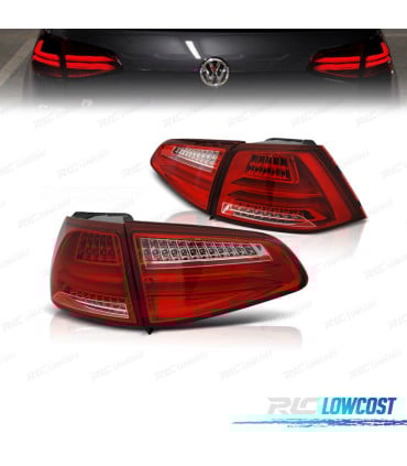 PILOTOS PARA VOLKSWAGEN VW GOLF 7 12-17 LIGHTBAR ROJO CROMO LED