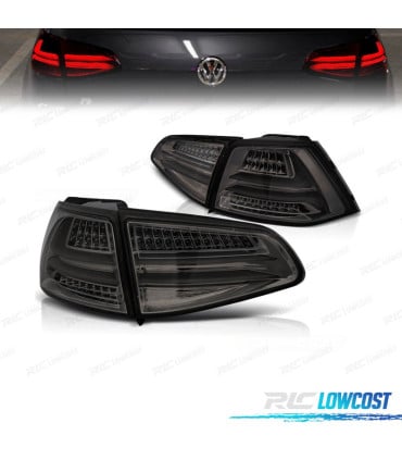 PILOTOS PARA VOLKSWAGEN VW GOLF 7 12-17 LIGHTBAR FONDO CROMO AHUMADO LED