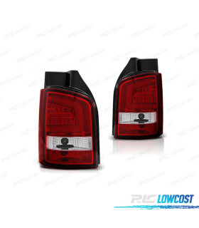 PILOTOS VOLKSWAGEN VW T5 1P 03-09 LIGHT BAR ROJO CROMO